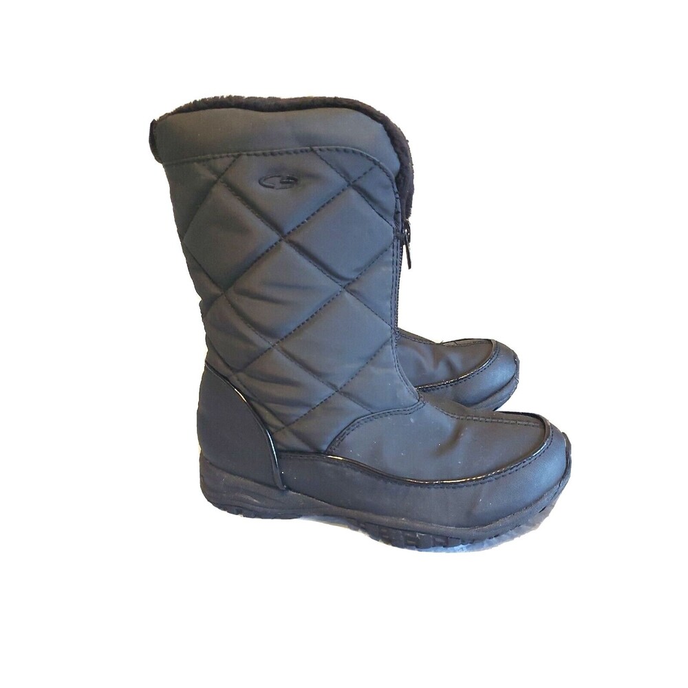 Womens Winter Boots Sz 6 By C9 Champion Black Quilted Zipped Mid Calf Insulated